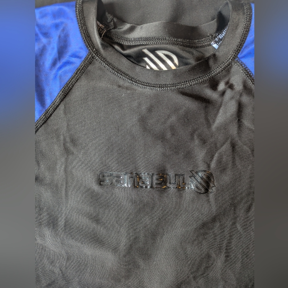Sanabul Jiu-Jitsu Black and Blue Long Sleeve Rash Guard - Medium - Picture 3 of 6